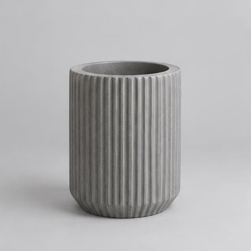 Ribbed Concrete Vase 260 mm